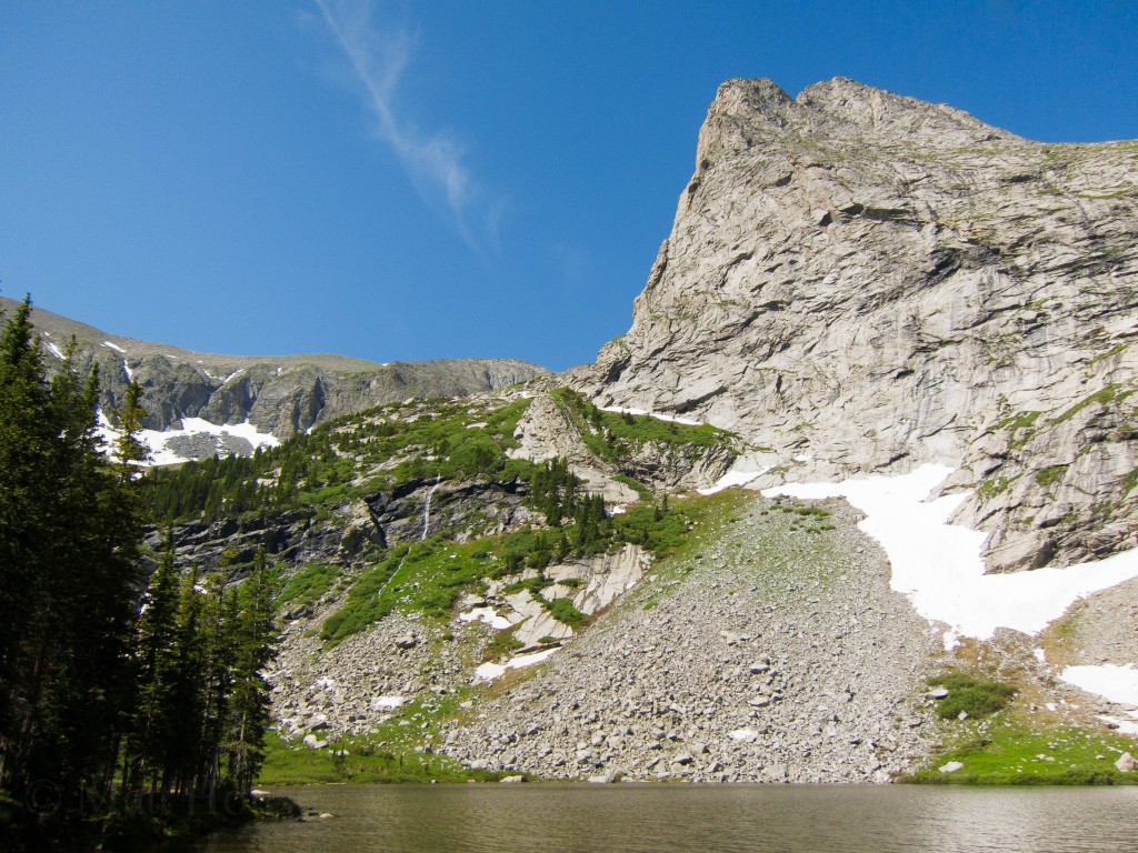 Tijeras Peak towering over Lower Sandcreek Lake