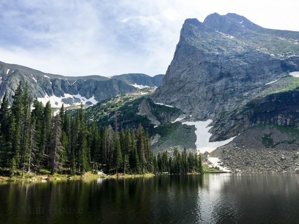 Tijeras Peak greeting us over Lower Sandcreek Lake