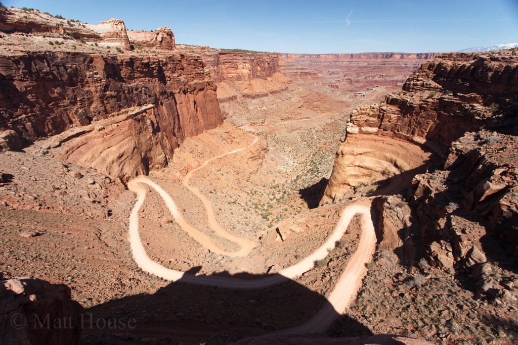 Looking down the Shafer Trail switchbacks